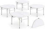 4 Pack Round Plastic Bi-Fold Folding Table, 60 Inch, Granite White, Alloy Steel Frame, for Banquets, Catering
