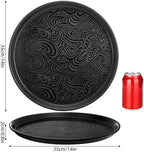 4 Pack Round Restaurant Serving Tray, 14 Inch Black Plastic Server Tray Non-Slip Food Serving Platter for, alternate view 3