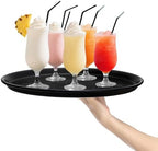 4 Pack Round Restaurant Serving Tray, 14 Inch Black Plastic Server Tray Non-Slip Food Serving Platter for, alternate view 5