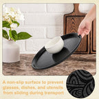 4 Pack Round Restaurant Serving Tray, 14 Inch Black Plastic Server Tray Non-Slip Food Serving Platter for, alternate view 6