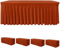 4 Pack Rust Spandex Table Skirts 6ft Fall Tablecloths Ruffle in 30x72 Inch| 4 Pack in Rust