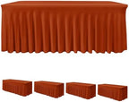 4 Pack Rust Spandex Table Skirts 6ft Fall Tablecloths Ruffle in 30x72 Inch| 4 Pack in Rust