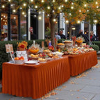 4 Pack Rust Spandex Table Skirts 8ft Fall Tablecloths Ruffle in 30x96 Inch| 4 Pack in Rust, alternate view 2