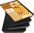 4-Pack Serving Tray Set, Reusable Plastic Serving Platter for Party Supplies, Entertaining, Grilling