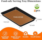 4-Pack Serving Tray Set, Reusable Plastic Serving Platter for Party Supplies, Entertaining, Grilling, alternate view 3