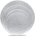 4 Pack Silver Cake Boards Round Cake Circles 6, 8, 10, 12 Inch in Silver