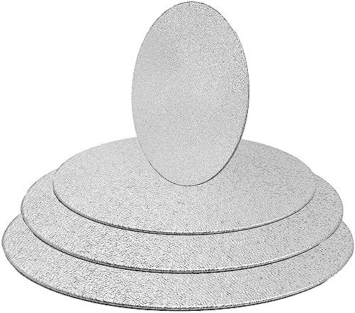 4 Pack Silver Cake Boards Round Cake Circles 6, 8, 10, 12 Inch in Silver, alternate view 4