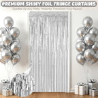 4 Pack Silver Metallic Fringe Curtain, Christmas New Year Party Decorations in 3.28 x 6.56 FT in Silver, alternate view 3