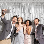 4 Pack Silver Metallic Fringe Curtain, Christmas New Year Party Decorations in 3.28 x 6.56 FT in Silver, alternate view 5