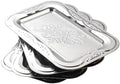 4 Pack Silver Serving Trays, Lightweight Vintage Tea Display Tray in Silver