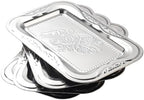 4 Pack Silver Serving Trays, Lightweight Vintage Tea Display Tray in Silver