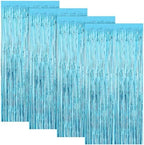 4 Pack Sky Blue Foil Backdrop, Oktoberfest Summer Birthday Party Decor in 3.28 x 6.56 FT in Skyblue
