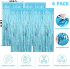 4 Pack Sky Blue Foil Backdrop, Oktoberfest Summer Birthday Party Decor in 3.28 x 6.56 FT in Skyblue, alternate view 2