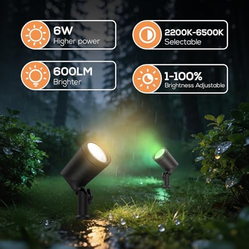 4 Pack Smart RGBW Landscape Lights, Color Changing Spot Lights, alternate view 4