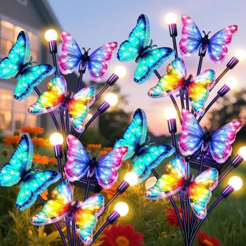 4 Pack Solar Butterfly Outdoor Lights Waterproof for Garden