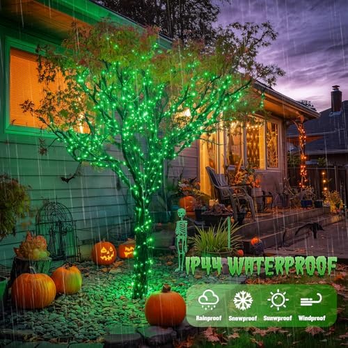 4 Pack Solar Fairy Lights, 100 LED 33FT Green Halloween Lights, alternate view 3