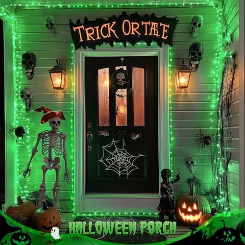 4 Pack Solar Fairy Lights, 100 LED 33FT Green Halloween Lights, alternate view 5