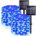 4 Pack Solar Fairy Lights, 33ft 100 LED Solar String Lights, Blue in Blue