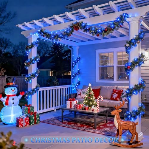 4 Pack Solar Fairy Lights, 33ft 100 LED Solar String Lights, Blue in Blue, alternate view 3