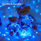4 Pack Solar Fairy Lights, 33ft 100 LED Solar String Lights, Blue in Blue, alternate view 5