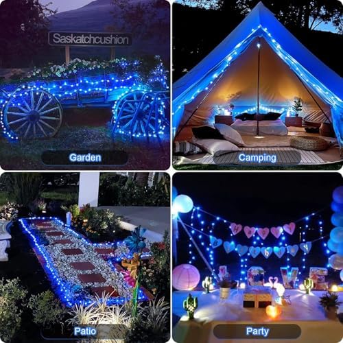 4 Pack Solar Fairy Lights, 33ft 100 LED Solar String Lights, Blue in Blue, alternate view 7
