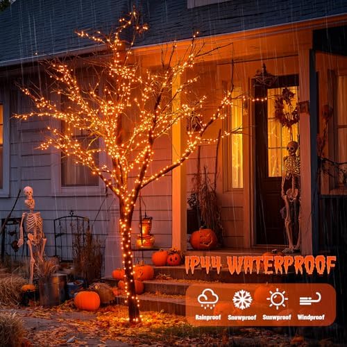 4 Pack Solar Halloween Lights, 33FT 100 LED Orange Fairy Lights, alternate view 3