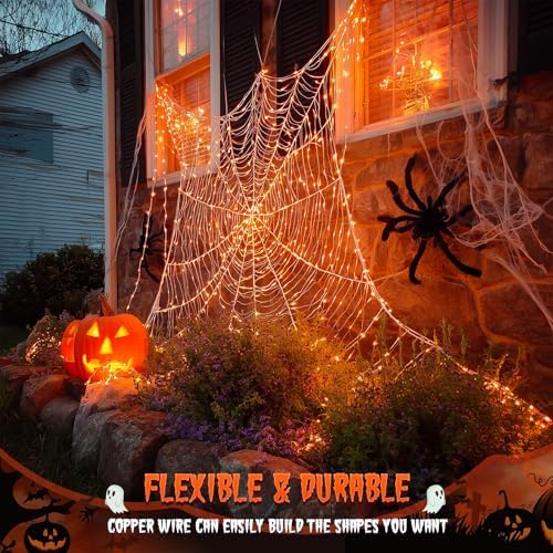 4 Pack Solar Halloween Lights, 33FT 100 LED Orange Fairy Lights, alternate view 7