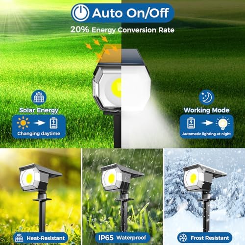 4 Pack Solar Spot Lights Outdoor Waterproof, Landscape Spotlights, alternate view 2