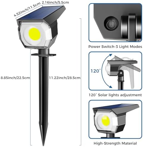 4 Pack Solar Spot Lights Outdoor Waterproof, Landscape Spotlights, alternate view 6