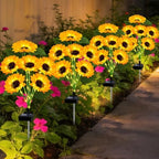 4 Pack Solar Sunflower Lights with 24 Solar Flowers Garden Decor in Yellow