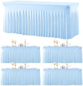 4 Pack Spandex Baby Blue Fitted Table Cloth for 8ft Rectangle Tables Light Blue Stretch Tablecloth Banquet Table