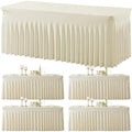 4 Pack Spandex Beige Fitted Table Cloth for 8ft Rectangle Tables Beige Stretch Tablecloth Table Covers Skirt