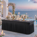 4 Pack Spandex Black Fitted Table Cloth for 6ft Rectangle Tables Black Stretch Tablecloth Table Covers Skirt, alternate view