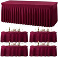 4 Pack Spandex Burgundy Fitted Table Cloth for 6ft Rectangle Tables Burgundy Stretch Tablecloth Table Covers