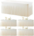 4 Pack Spandex Ivory Fitted Table Cloth for 8ft Rectangle Tables Ivory Stretch Tablecloth Banquet Table Covers