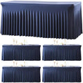 4 Pack Spandex Navy Blue Fitted Table Cloth for 8ft Rectangle Tables Navy Blue Stretch Tablecloth Banquet Table