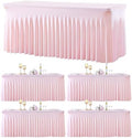 4 Pack Spandex Pink Fitted Table Cloth for 6ft Rectangle Tables Pink Stretch Tablecloth Table Covers Skirt
