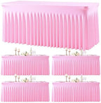 4 Pack Spandex Pink Fitted Table Cloth for 6ft Rectangle Tables Pink Stretch Tablecloth Table Covers Banquet