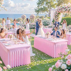 4 Pack Spandex Pink Fitted Table Cloth for 6ft Rectangle Tables Pink Stretch Tablecloth Table Covers Banquet, alternate view