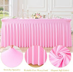 4 Pack Spandex Pink Fitted Table Cloth for 6ft Rectangle Tables Pink Stretch Tablecloth Table Covers Banquet, alternate view