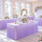 4 Pack Spandex Purple Fitted Table Cloth for 8ft Rectangle Tables Purple Stretch Tablecloth Table Covers Skirt, alternate