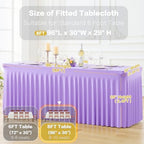 4 Pack Spandex Purple Fitted Table Cloth for 8ft Rectangle Tables Purple Stretch Tablecloth Table Covers Skirt, alternate