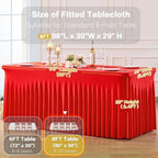4 Pack Spandex Red Fitted Table Cloth for 8ft Rectangle Tables Red Stretch Tablecloth Table Covers Skirt Banquet, alternate