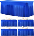 4 Pack Spandex Royal Blue Fitted Table Cloth for 8ft Rectangle Tables Blue Tablecloth Stretch Table Covers