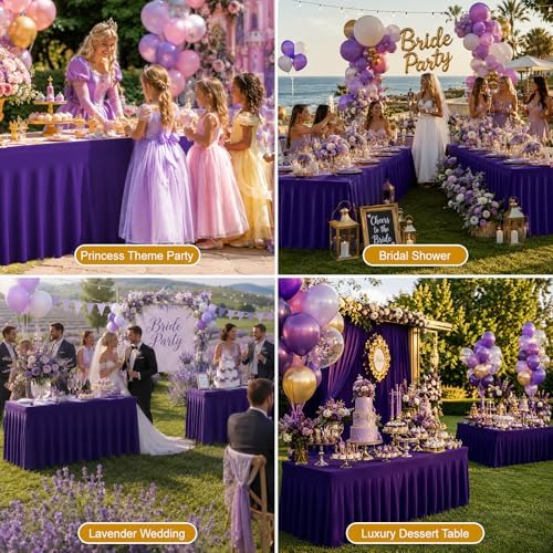 4 Pack Spandex Table Covers 6 FT, Elastic Fitted Stretch Table Skirts for Rectangle Tables, Wrinkle Resistant, alternate view