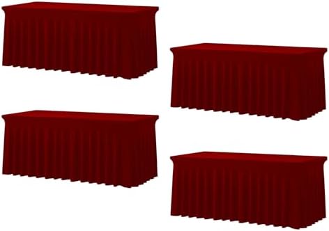 4 Pack Spandex Table Covers 6 FT, Elastic Fitted Stretch Table Skirts for Rectangle Tables, Wrinkle Resistant