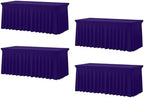4 Pack Spandex Table Covers 8 FT, Elastic Fitted Stretch Table Skirts for Rectangle Tables, Wrinkle Resistant