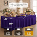 4 Pack Spandex Table Covers 8 FT, Elastic Fitted Stretch Table Skirts for Rectangle Tables, Wrinkle Resistant, alternate view