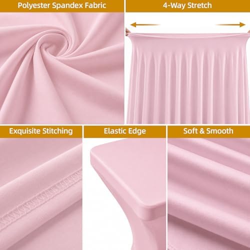 4 Pack Spandex Table Covers 8 FT, Elastic Fitted Stretch Table Skirts for Rectangle Tables, Wrinkle Resistant, alternate view
