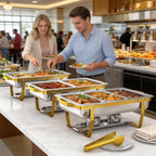 4 Pack Stainless Steel Chafing Dishes for Buffet, 9 QT Capacity with 7 Pans and Serving Utensils Food Warmers, alternate view